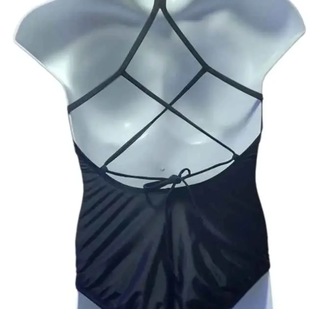 NWT Xersion Black Strappy One Piece Swimwear Scoop Neck